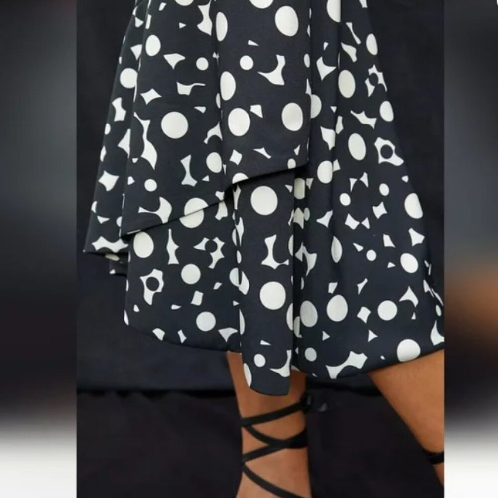 *NWT* Anthropologie HUTCH Flounced Shoulder-Tie Midi Dress Black/White Size S - Picture 4 of 15
